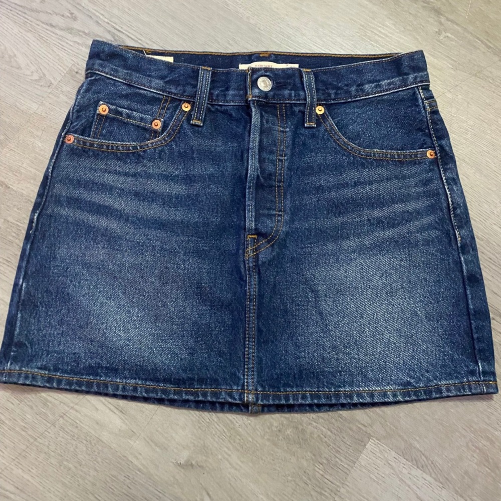 Levis‎ Icon Skirt Women 25 Blue Denim Premium High Waisted Mini Skirt